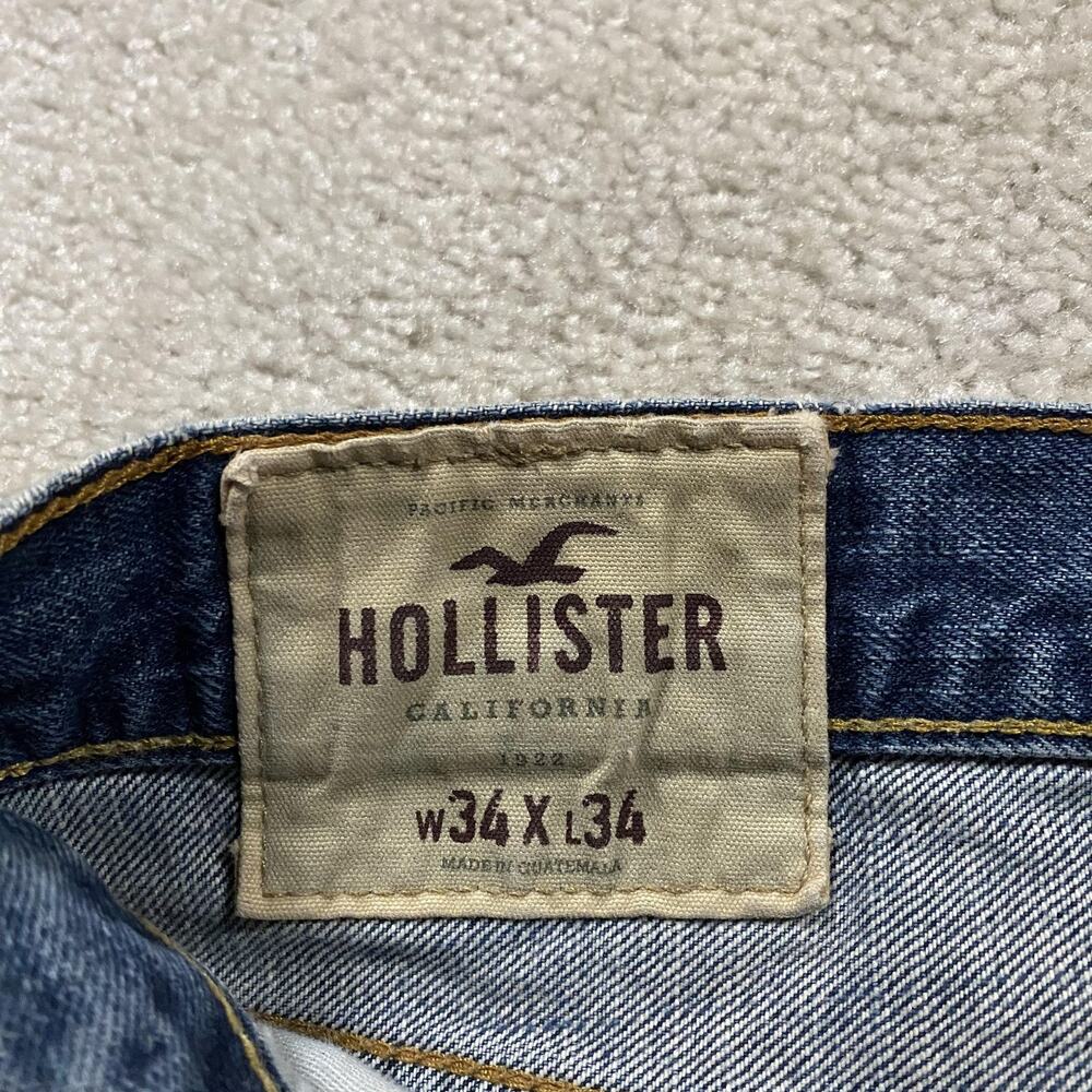 VTG Y2K Hollister Hermosa Low Rise Boot Jeans Mens 34x34 Blue Distressed Bootcut - Picture 6 of 13